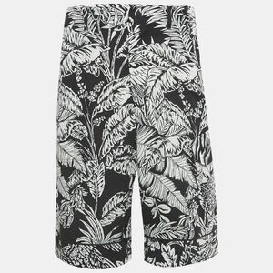Palm Angels Black Parrots Print Crepe Shorts S